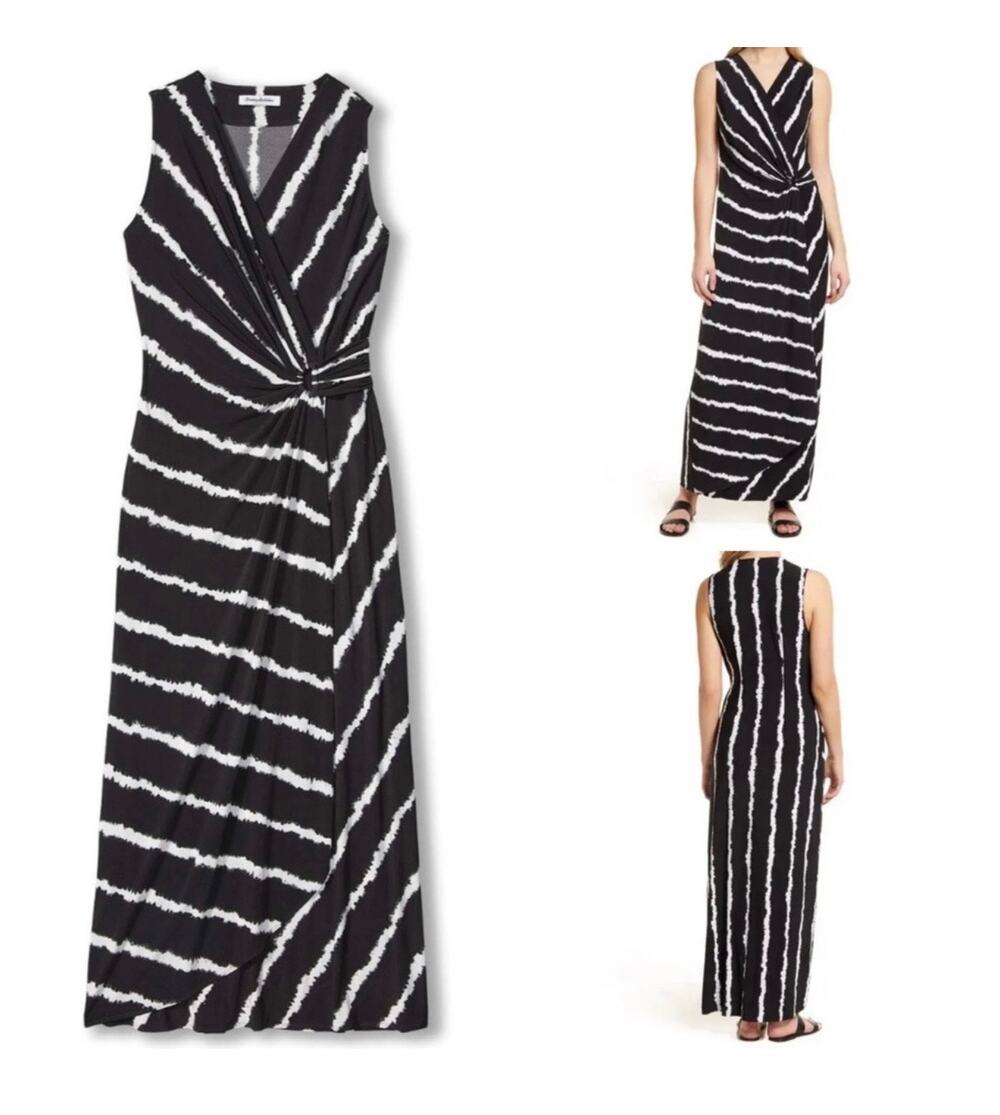 Tommy Bahama Black Clara Tie Dive Maxi Dress S NWT